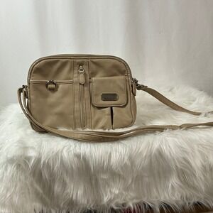 MultiSac Crossbody Bag Beige Shoulder Bag Multi Pocket Travel Purse